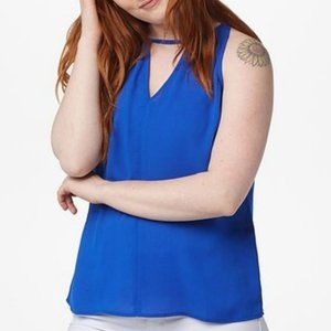Sam Edelman Blue Sleeveless Choker-Cutout Top - Women Size: X-Small